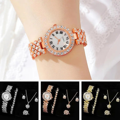 5Pcs Women Luxury Shiny Rhinestone Jewelry Set